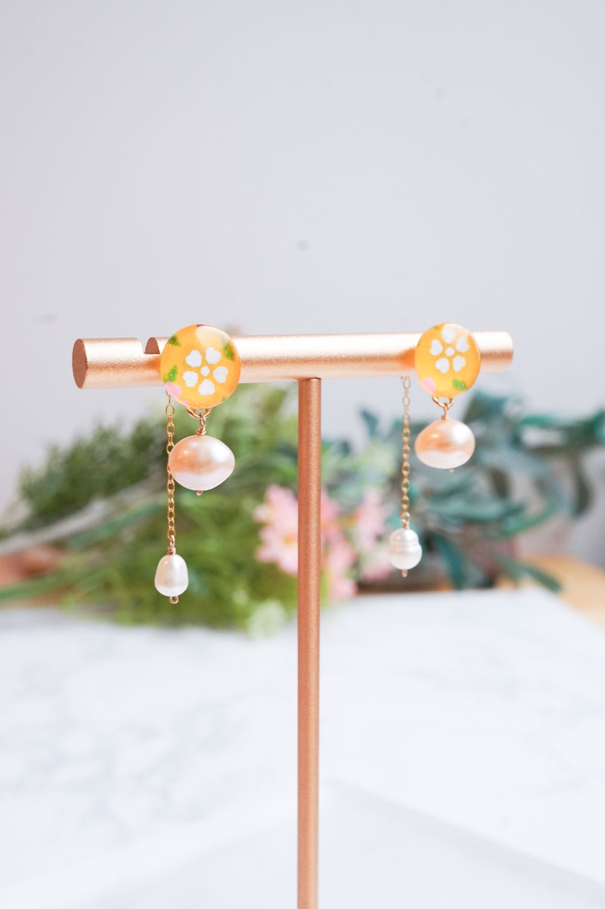 Little Spring Earrings -Dianthus (Yellow)