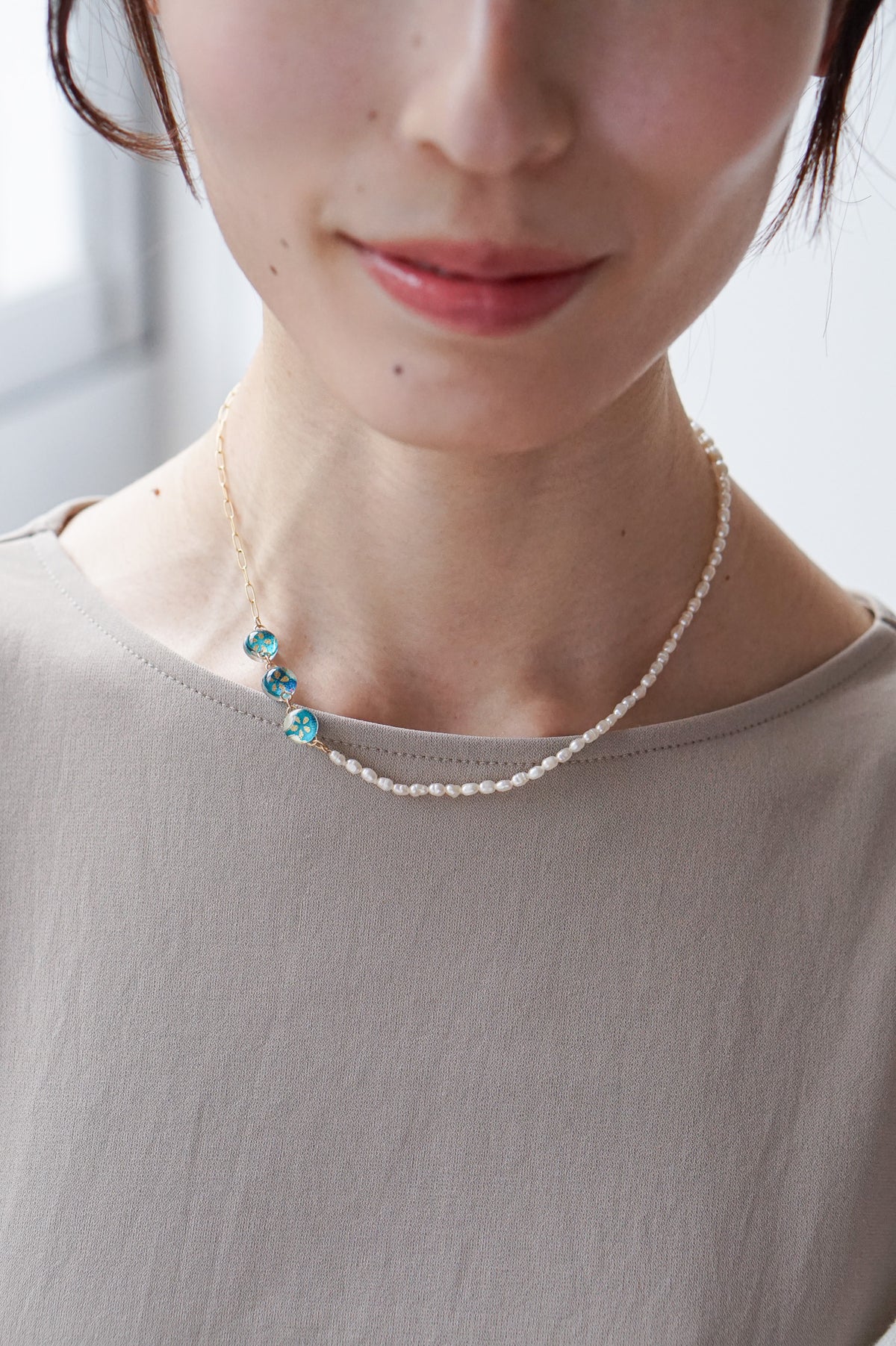 Urara Necklace 40cm - Plum Blossom (Turquoise)