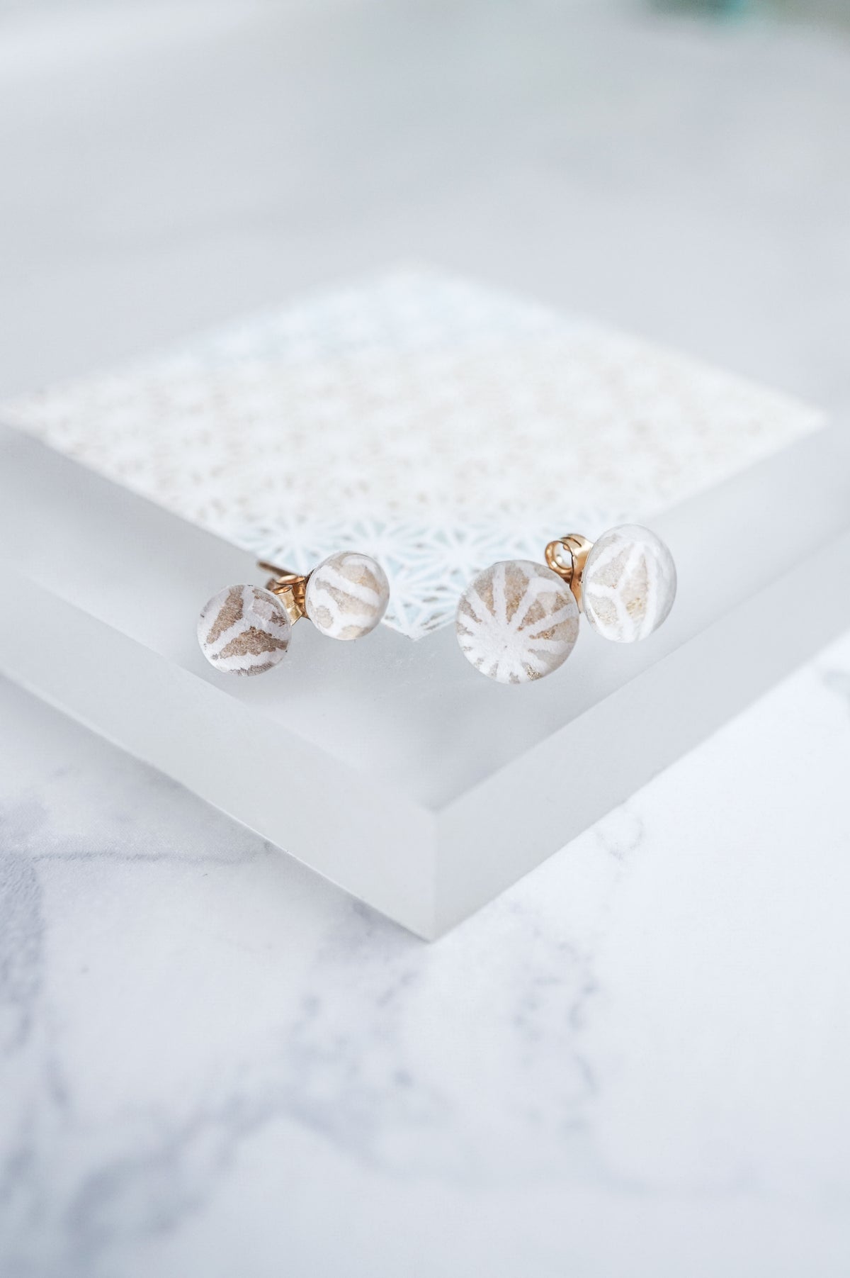 Stud Earrings - Hemp Leaf (White)