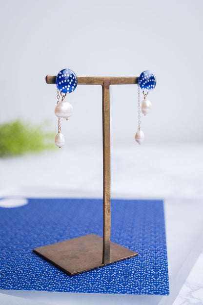Little Spring Earrings -Seigaiha (Ultramarine)