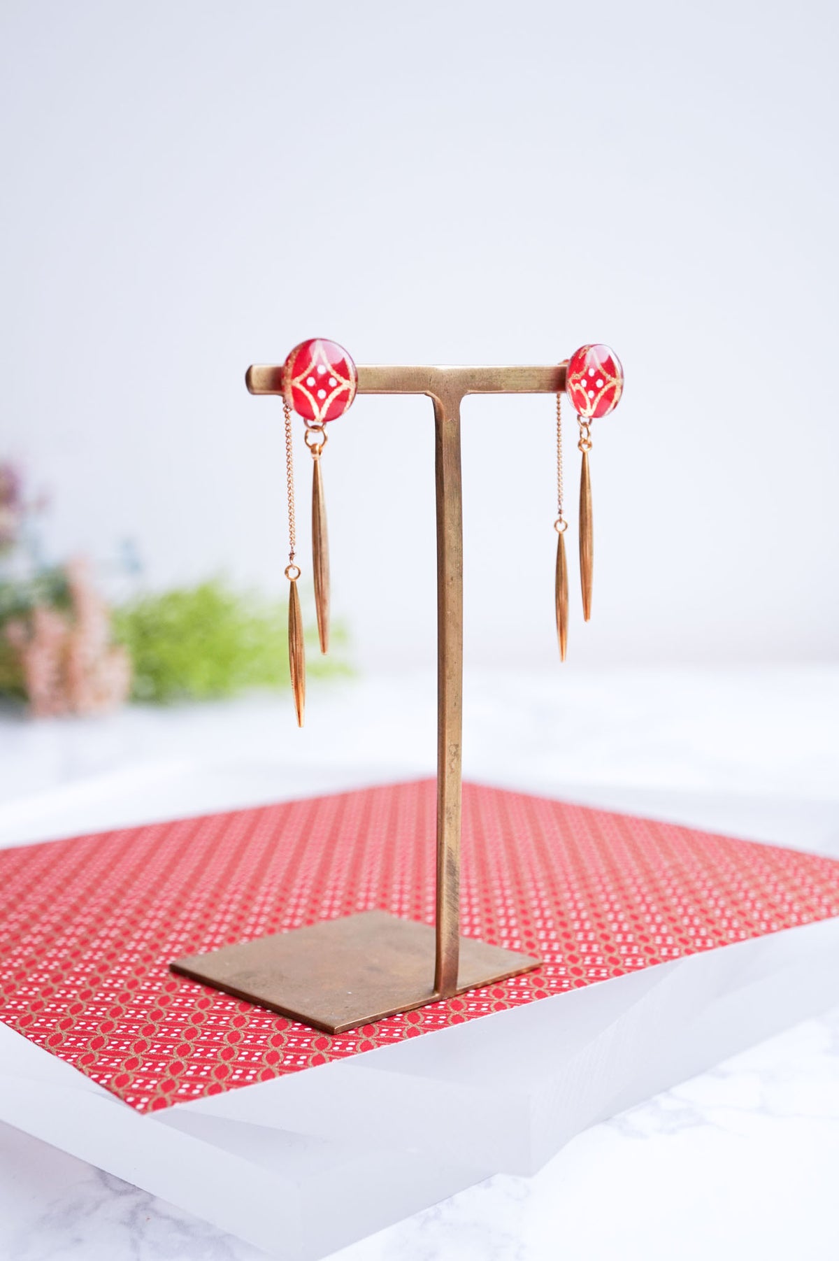 Icicle Earrings - Shippo (Red)