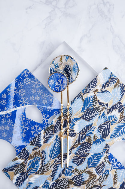 Moonflower Hairpin -Withered Leaves (Blue)