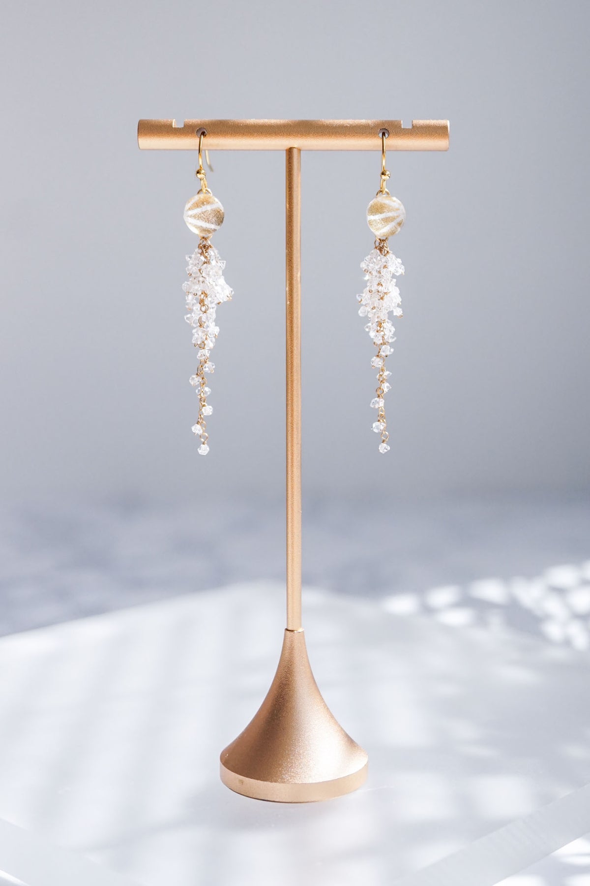 Wisteria Earrings - Hemp Leaf (Gold)