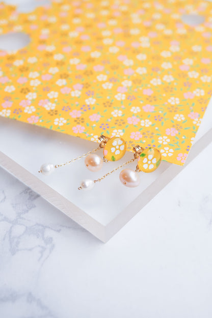 Little Spring Earrings -Dianthus (Yellow)