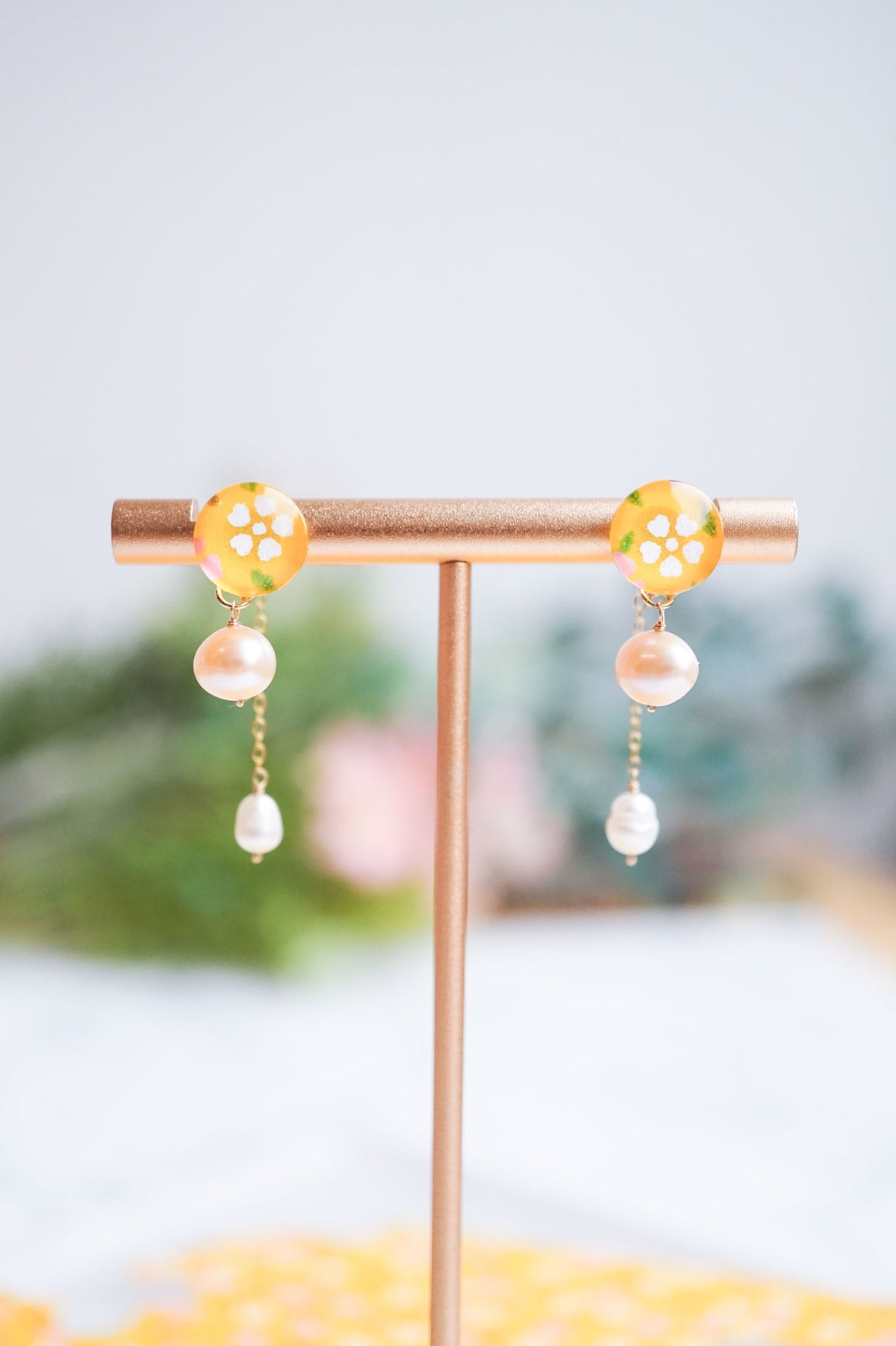 Little Spring Earrings -Dianthus (Yellow)