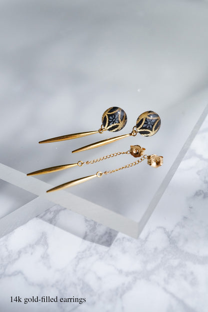 Icicle Earrings - Hana-Shippo (Black)