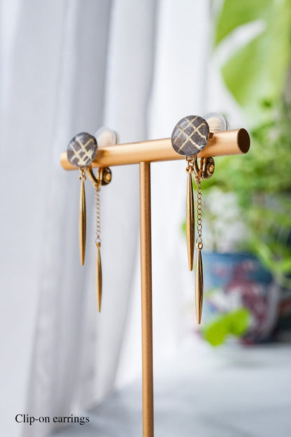 Icicle Earrings - Double Line Grid