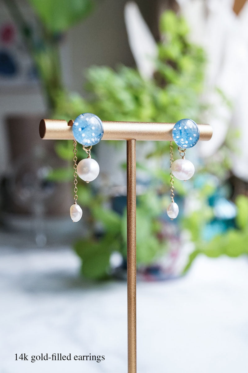 Little Spring Earrings - Hemp Leaf (Light Blue)