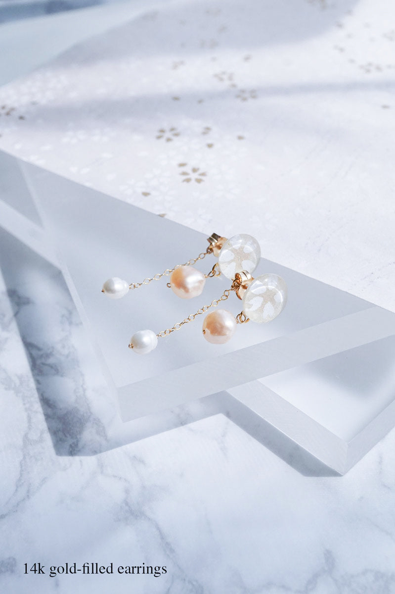 Little Spring Earrings - Tiny Sakura (White)