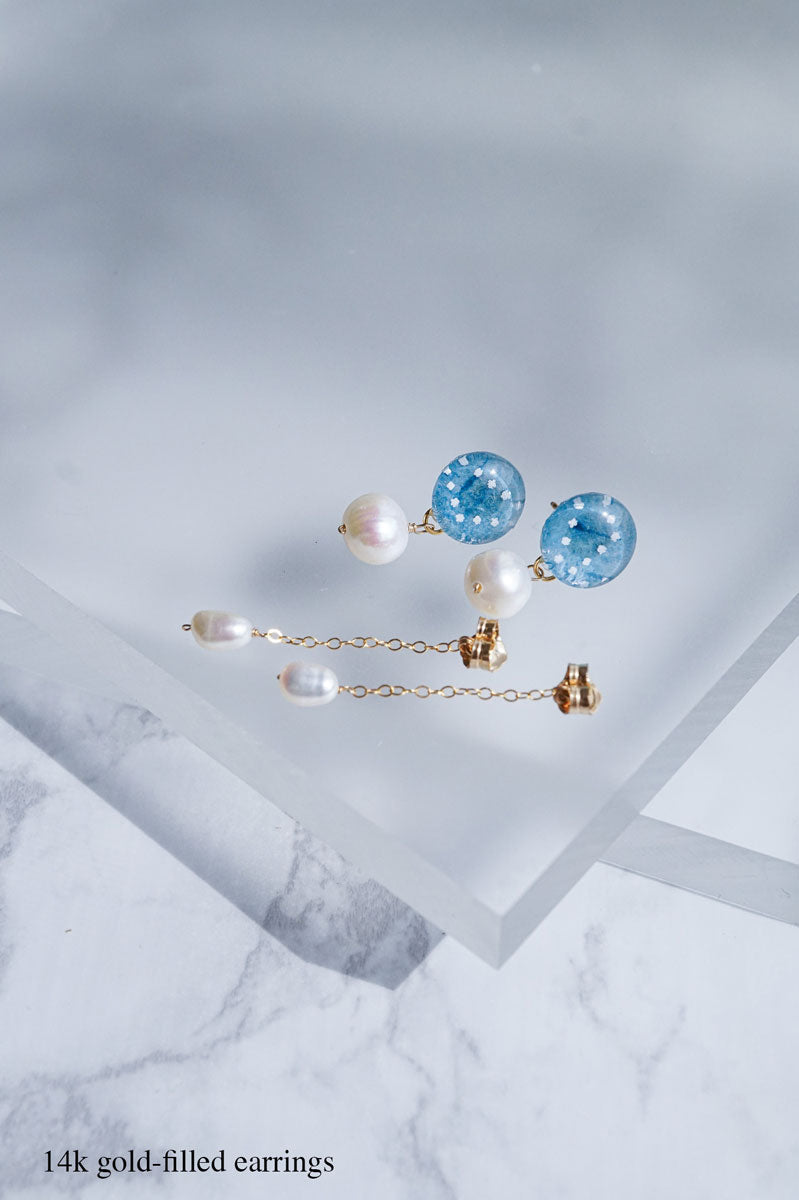 Little Spring Earrings - Hemp Leaf (Light Blue)