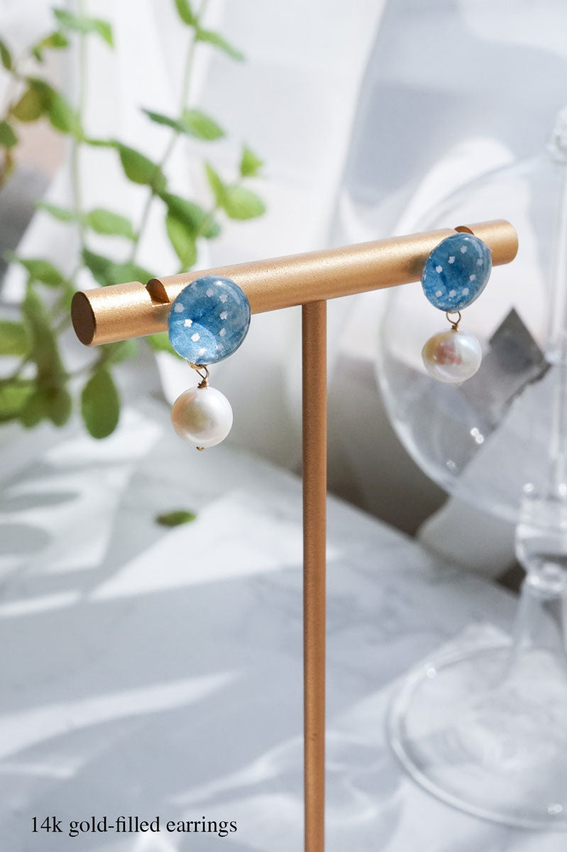 Little Spring Earrings - Hemp Leaf (Light Blue)