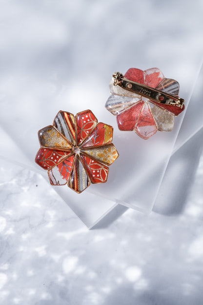 Star Flower Brooch - Madder Red-