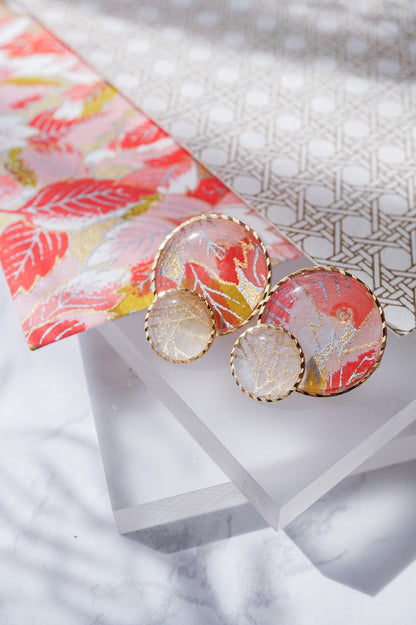 Kumi Circle Earrings - Withered Leaves (Red)