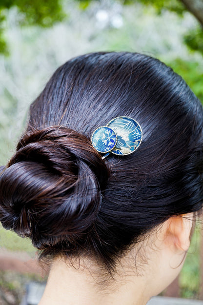 Moonflower Hairpin -Withered Leaves (Blue)