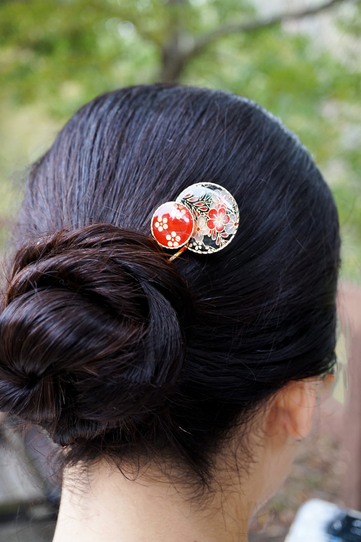 Moonflower Hairpin -Plum Blossom (Black)