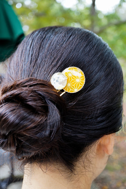 Moonflower Hairpin -Hemp Leaf (Yellow)