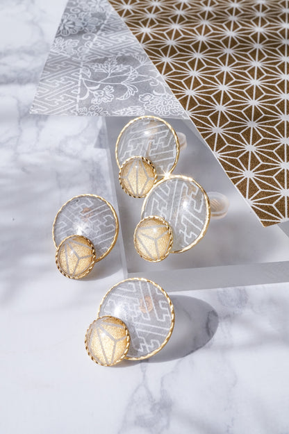 Kumi Circle Earrings - Sayagata (Gray)