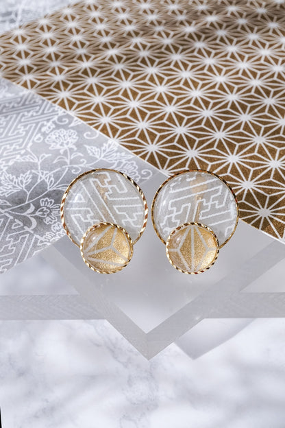 Kumi Circle Earrings - Sayagata (Gray)