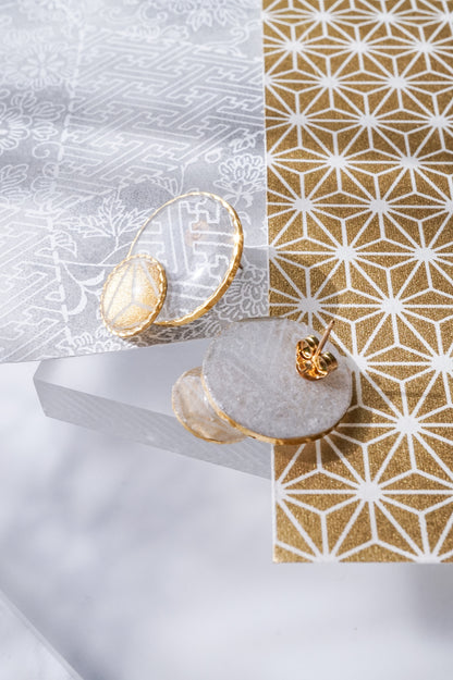 Kumi Circle Earrings - Sayagata (Gray)