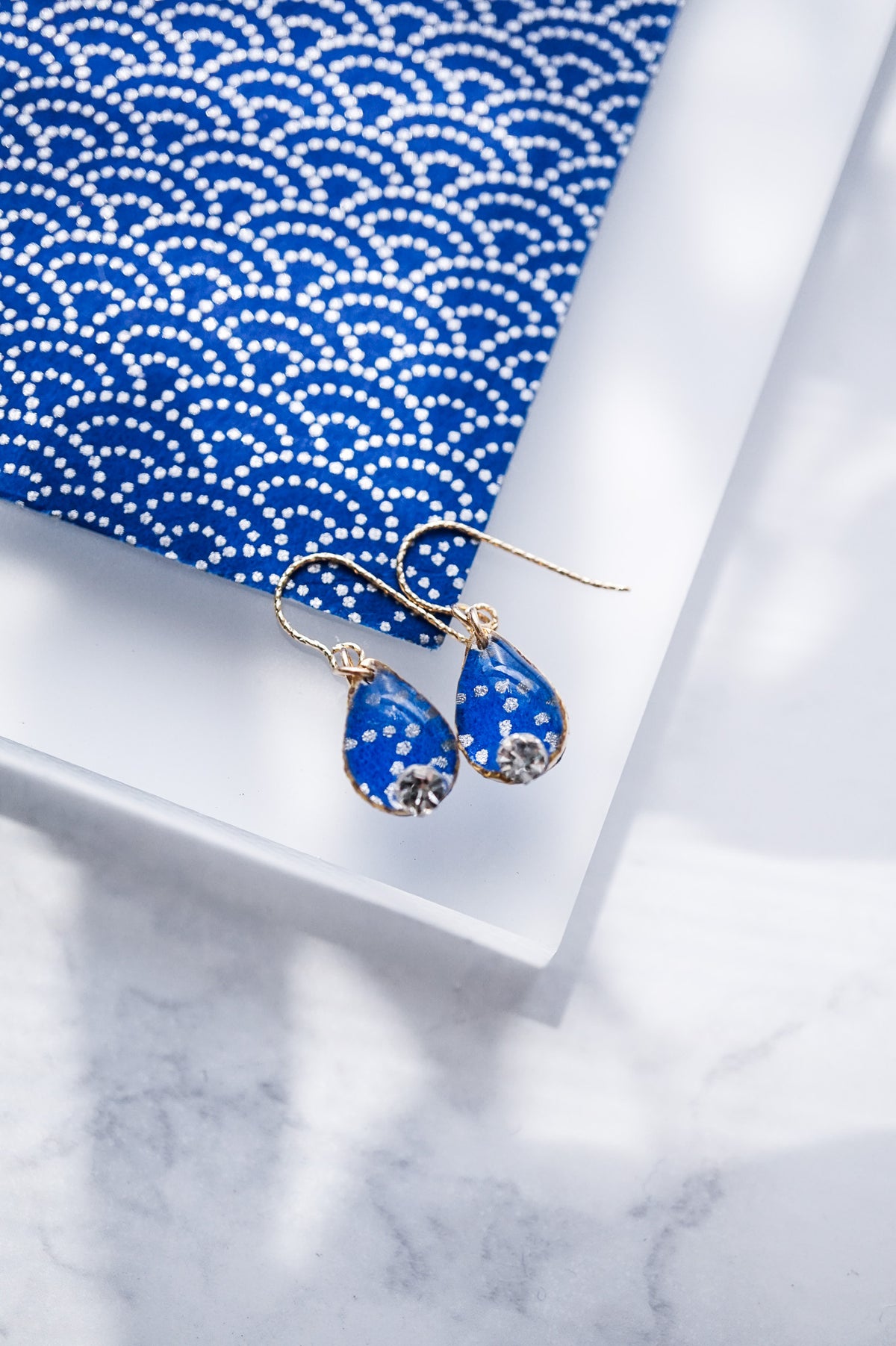 Morning Dew Earrings - Seigaiha (Ultramarine)
