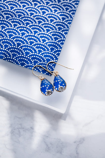 Morning Dew Earrings - Seigaiha (Ultramarine)