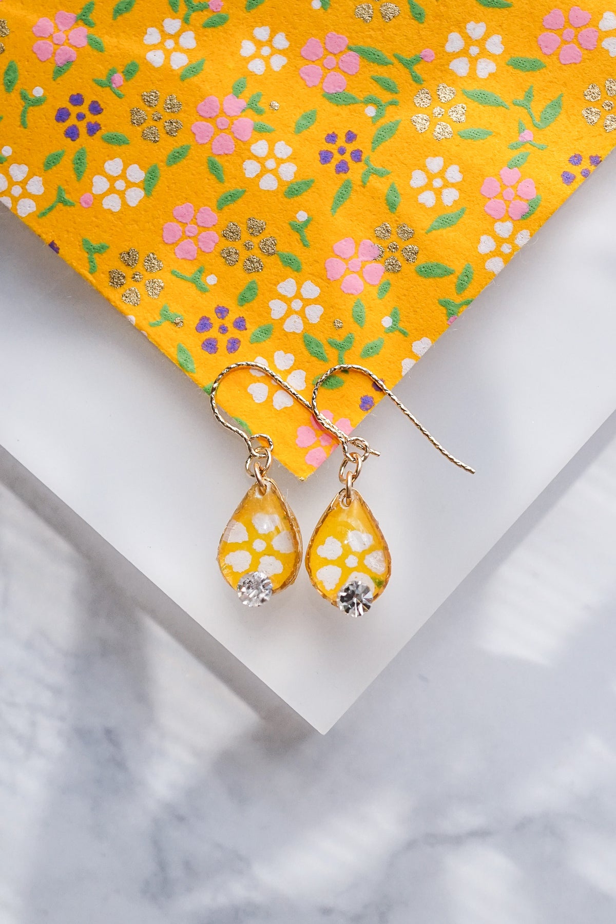Morning Dew Earrings - Dianthus (Yellow)