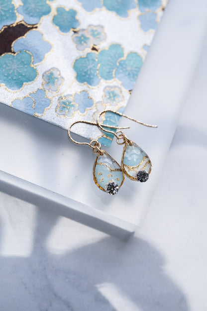 Morning Dew Earrings - Plum Blossom (Light Blue)