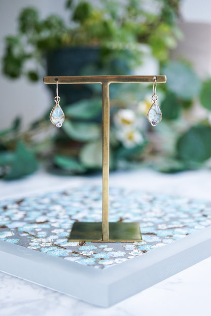 Morning Dew Earrings - Plum Blossom (Light Blue)