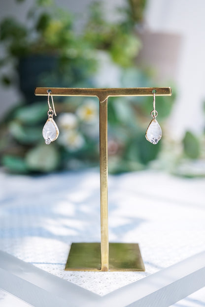 Morning Dew Earrings - Hemp Leaf (White)