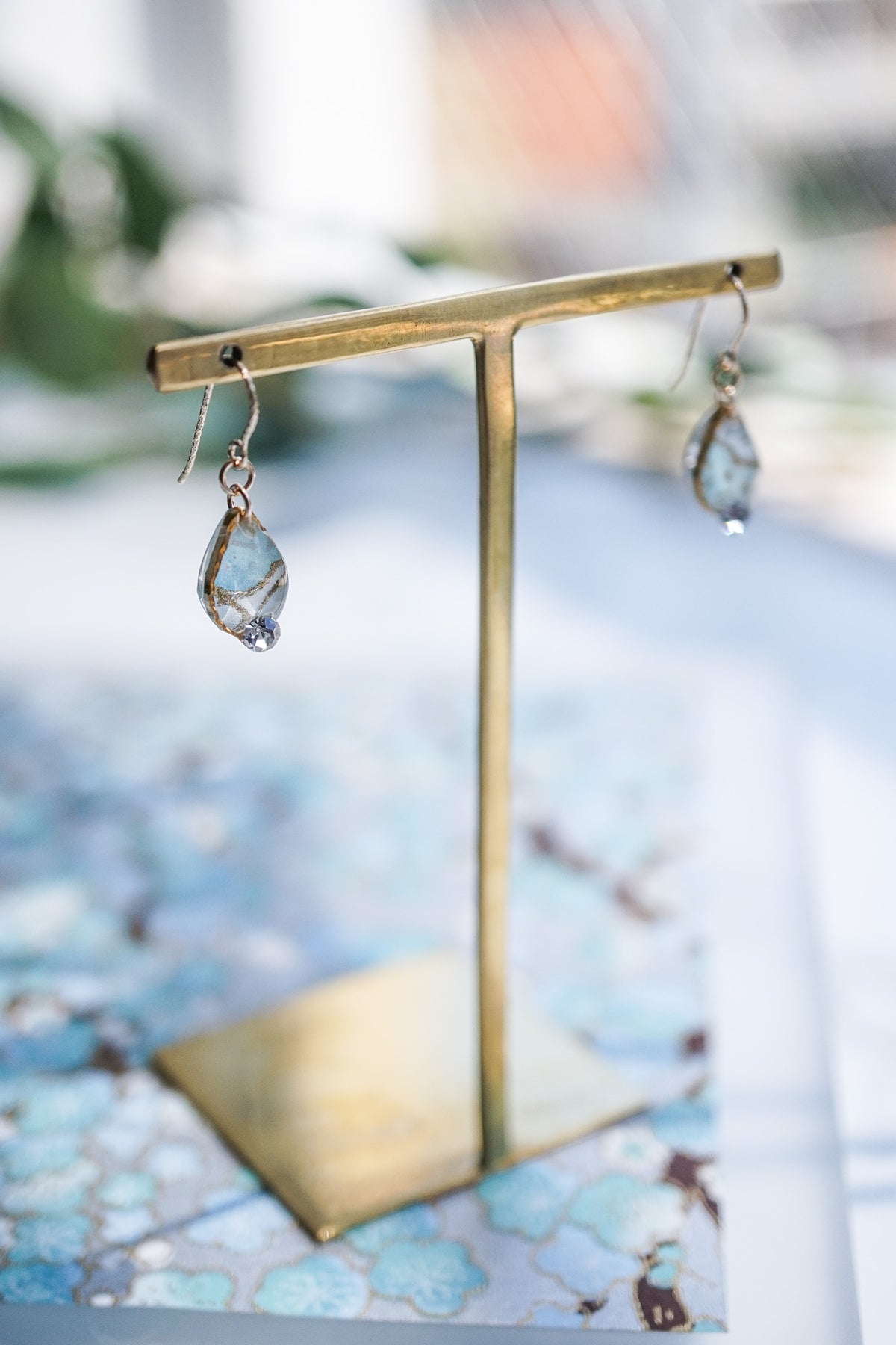 Morning Dew Earrings - Plum Blossom (Light Blue)