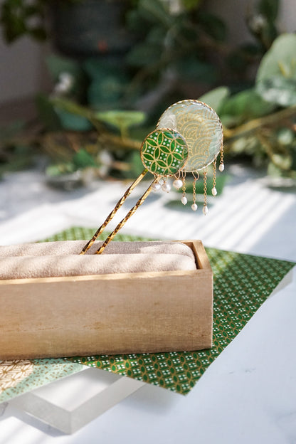 Starry Night Hairpin - Shippo (Green)