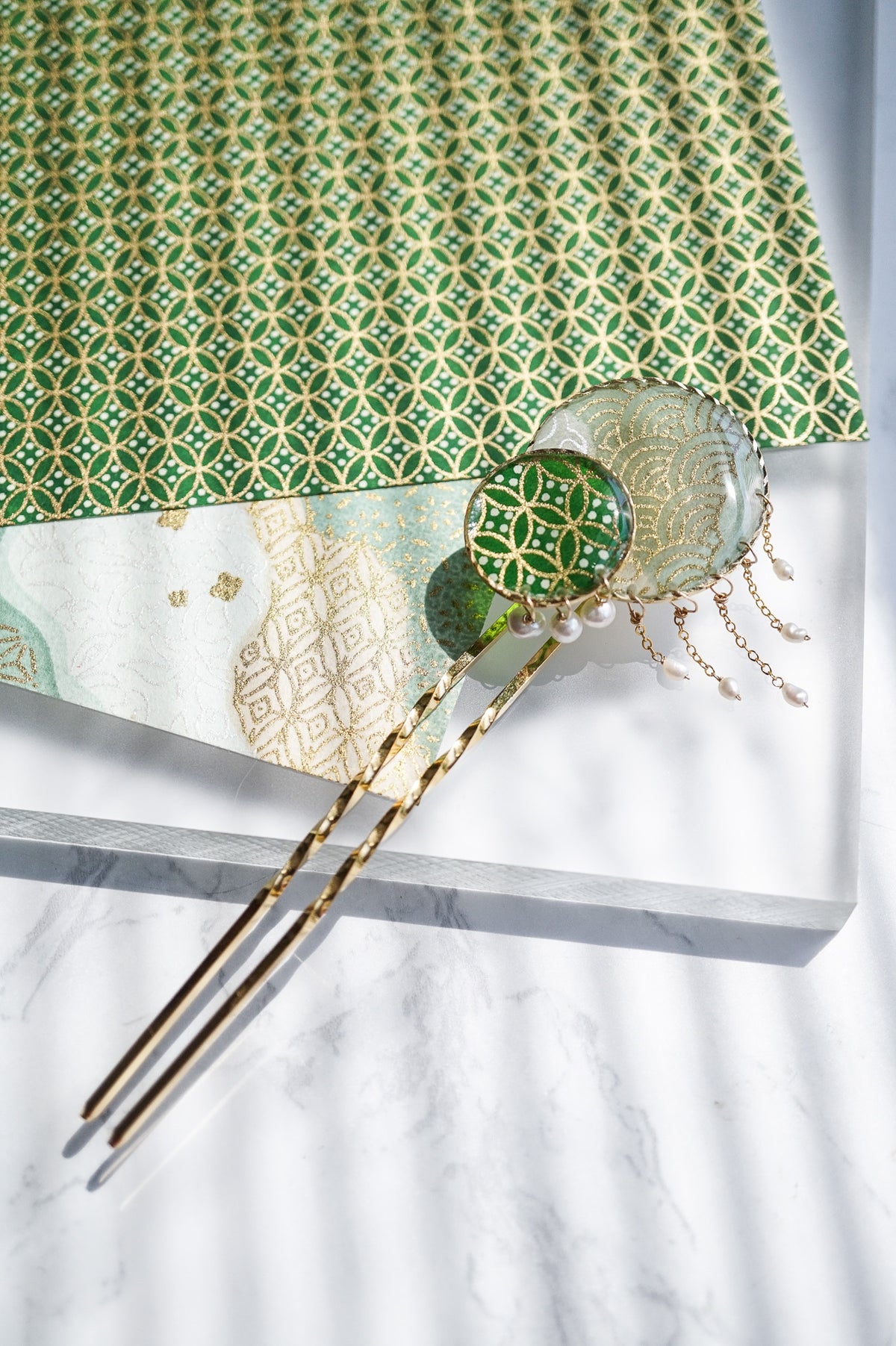 Starry Night Hairpin - Shippo (Green)