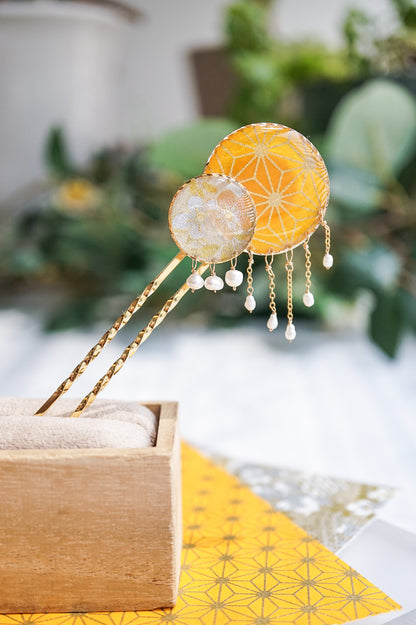 Starry Night Hairpin - Hemp Leaf (Yellow)