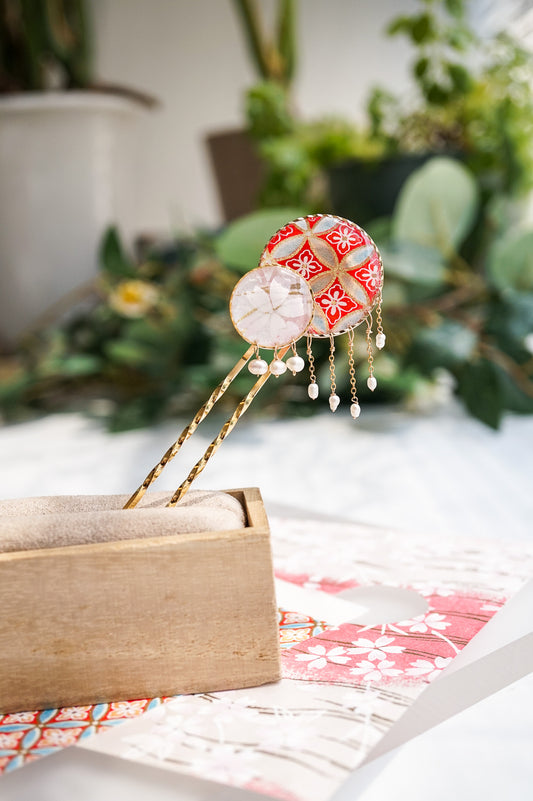 Starry Night Hairpin - Hana Shippo (Red)