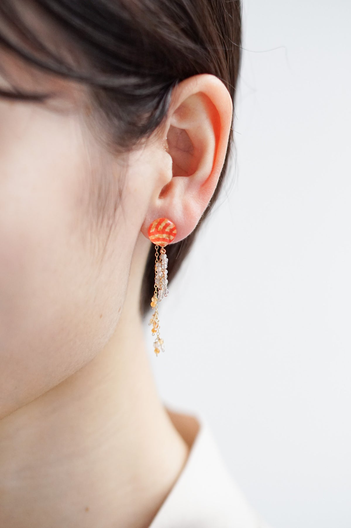 Little Snow Earrings - Seigaiha (Orange)