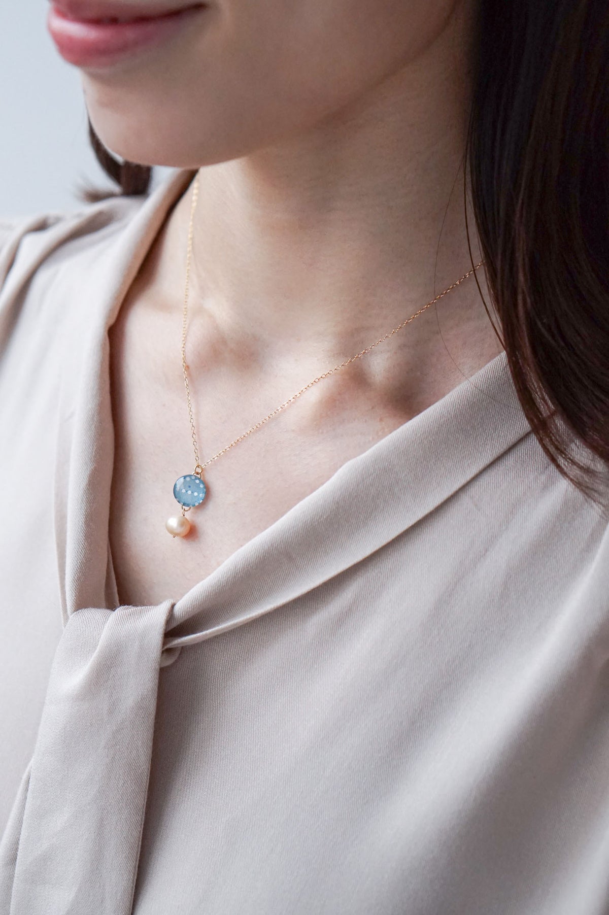 Koharu Necklace - Hemp Leaf (Light Blue)