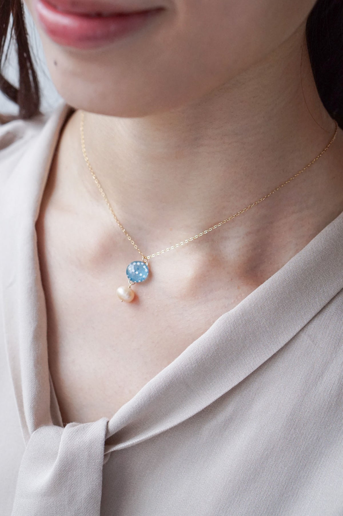 Koharu Necklace - Hemp Leaf (Light Blue)