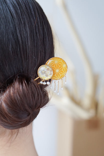 Starry Night Hairpin - Hemp Leaf (Yellow)