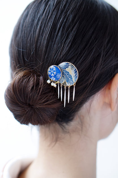 Starry Night Hairpin - Withered Leaves (Blue)