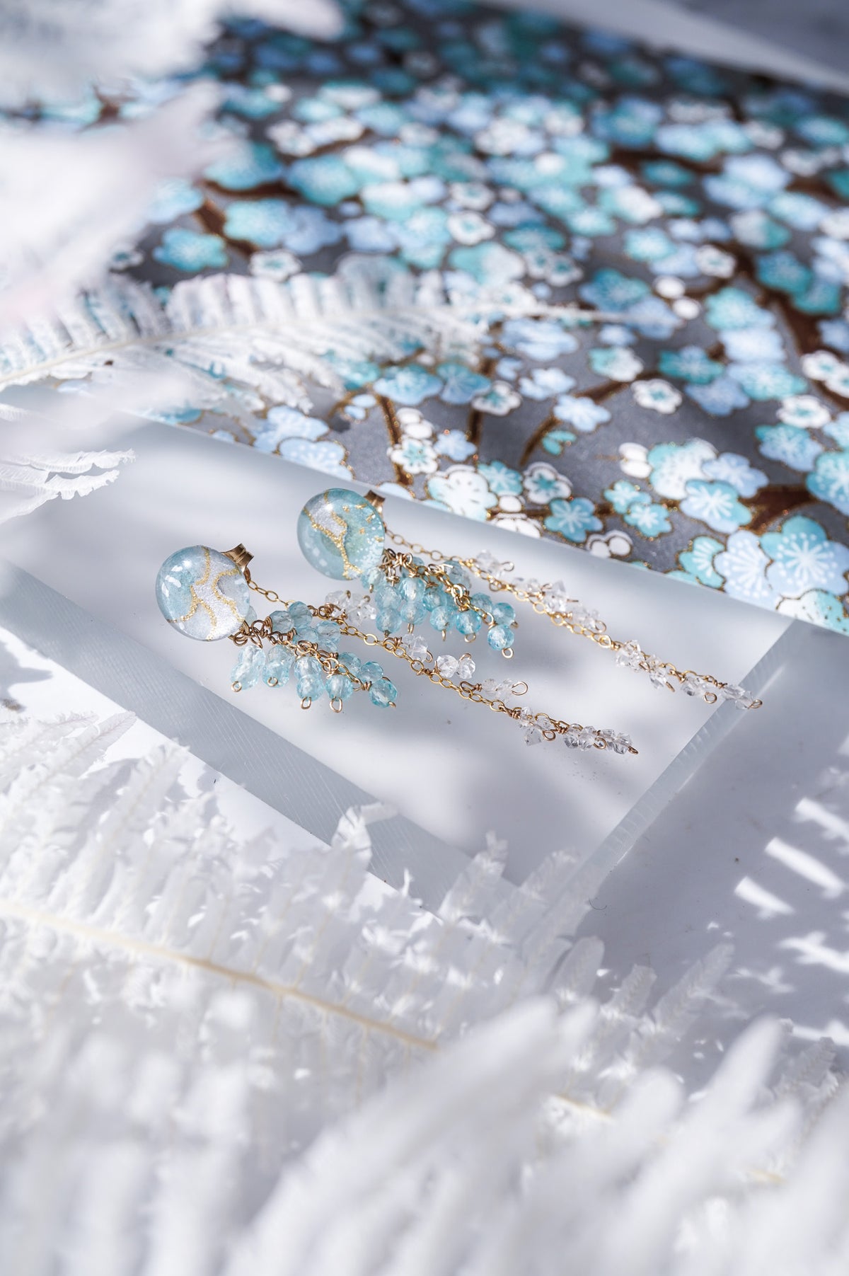 Little Snow Earrings - Plum Blossom (Light Blue)