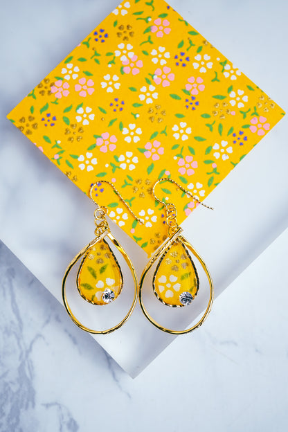 Flower Drop Earrings - Dianthus (Yellow)