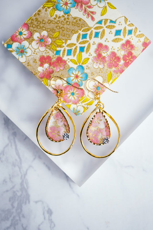 Flower Drop Earrings - Plum (Pink)
