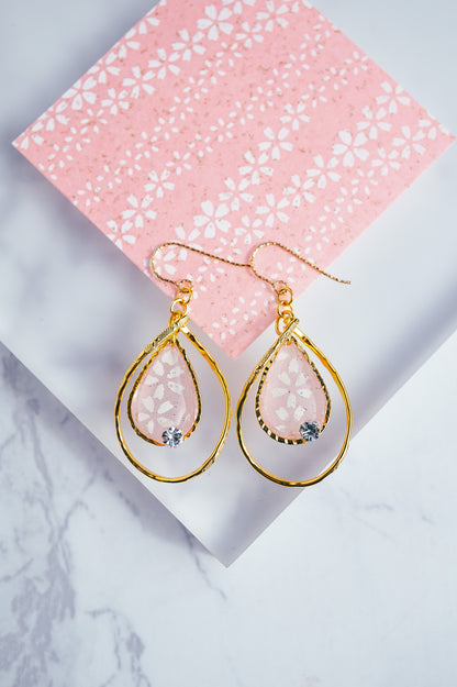 Flower Drop Earrings - Cherry Blossom (Pink)