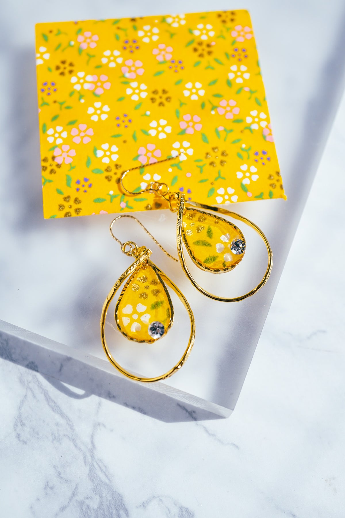 Flower Drop Earrings - Dianthus (Yellow)