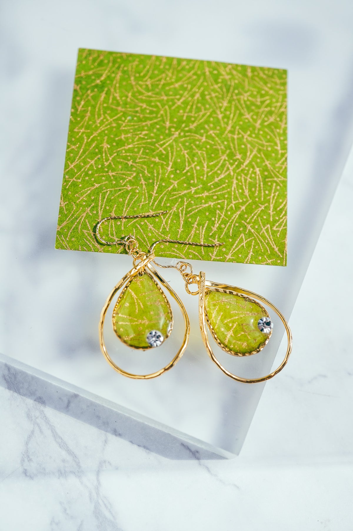 Flower Drop Earrings - Pine Needles