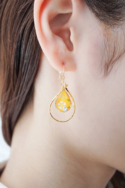 Flower Drop Earrings - Dianthus (Yellow)
