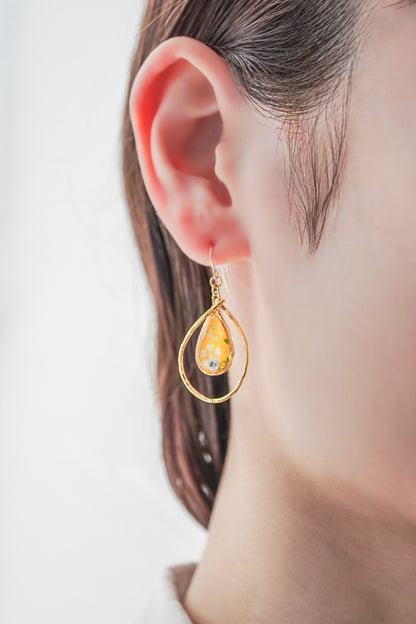 Flower Drop Earrings - Dianthus (Yellow)