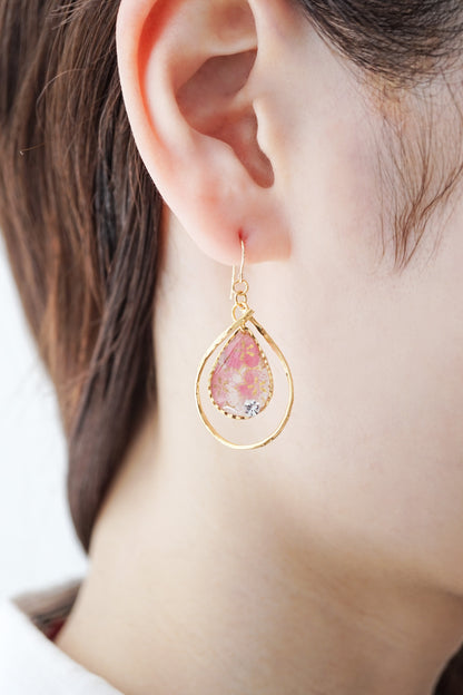 Flower Drop Earrings - Plum (Pink)