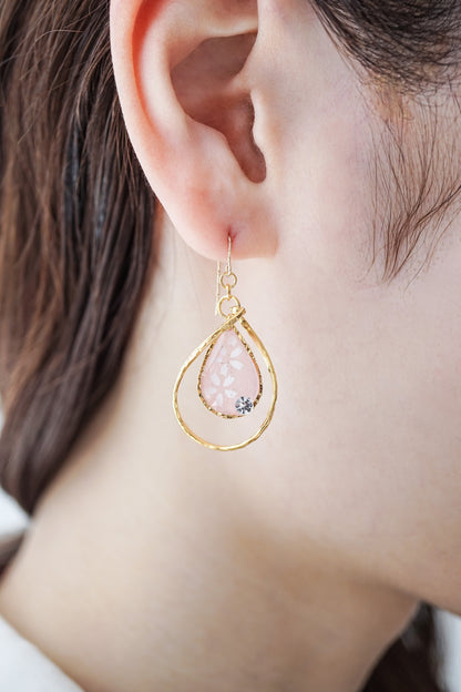 Flower Drop Earrings - Cherry Blossom (Pink)