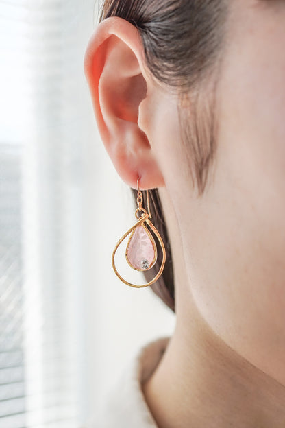Flower Drop Earrings - Cherry Blossom (Pink)